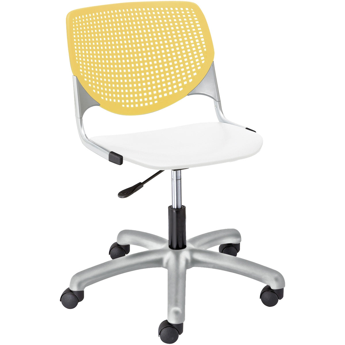 KFI Kool Task Chair With Perforated Back - White Seat Color - Polypropylene Seat Material - Yellow Back Color - 1 Each
