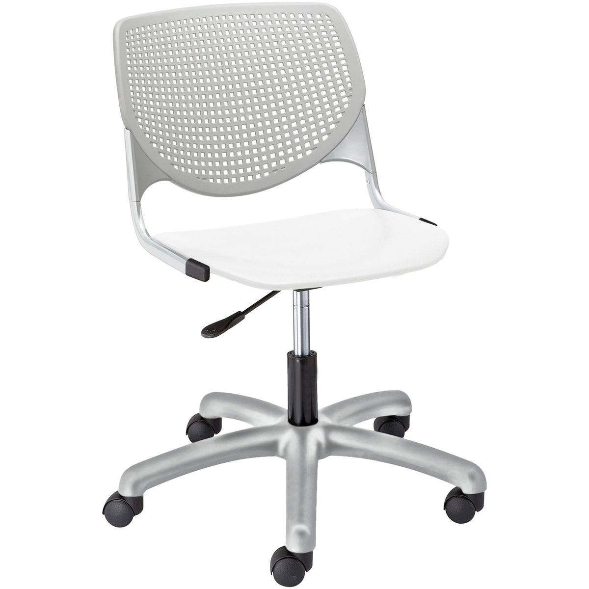 KFI Kool Task Chair With Perforated Back - White Seat Color - Polypropylene Seat Material - Light Gray Back Color - 1 Ea