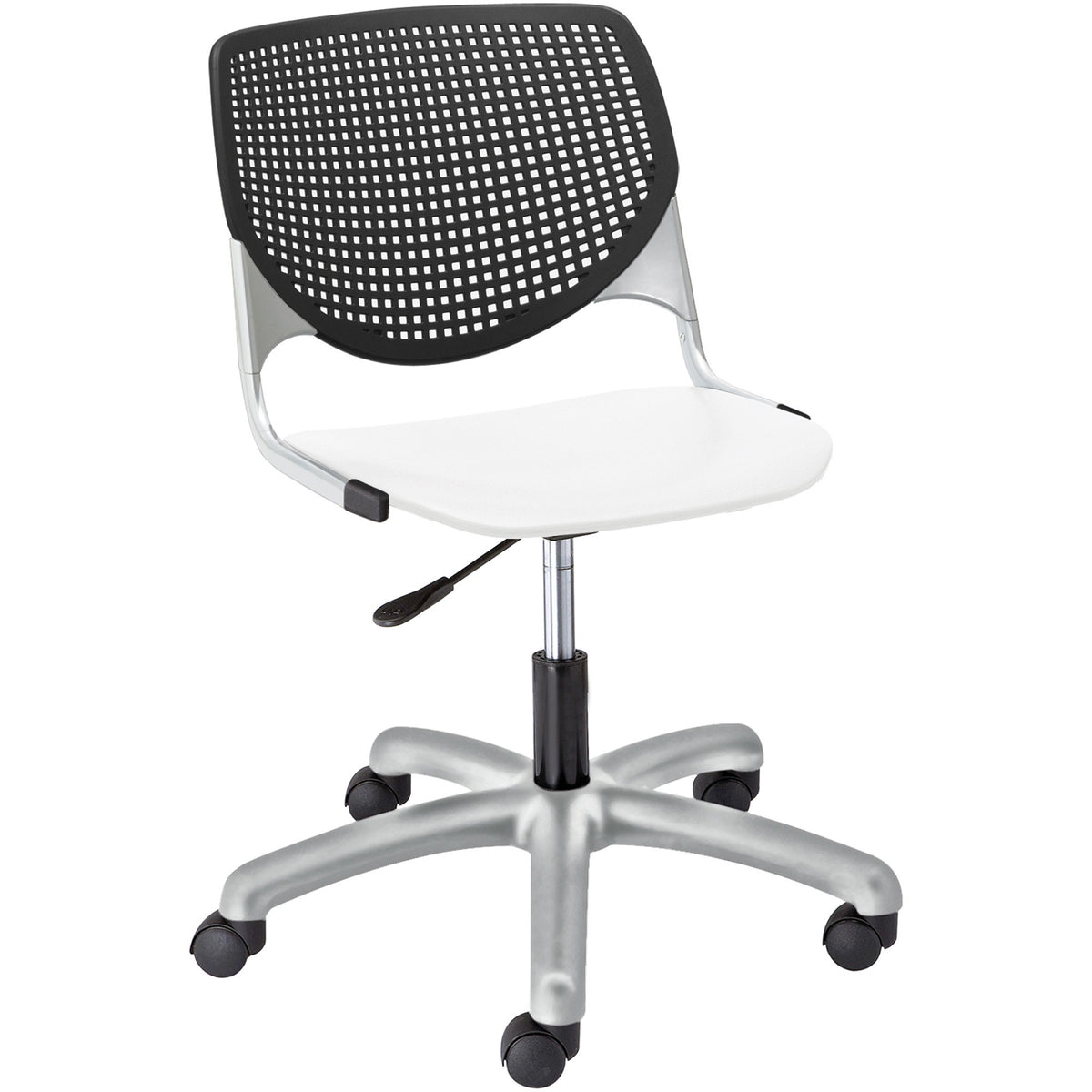 KFI Kool Task Chair With Perforated Back - White Seat Color - Polypropylene Seat Material - Black Back Color - 1 Each