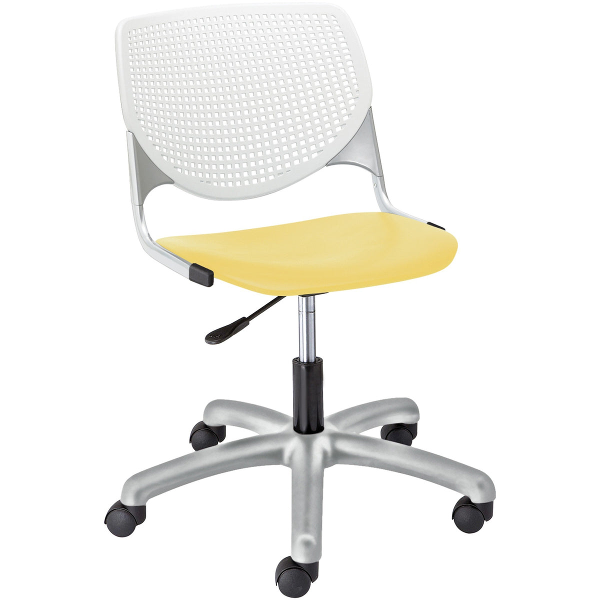KFI Kool Task Chair With Perforated Back - Yellow Seat Color - Polypropylene Seat Material - White Back Color - 1 Each