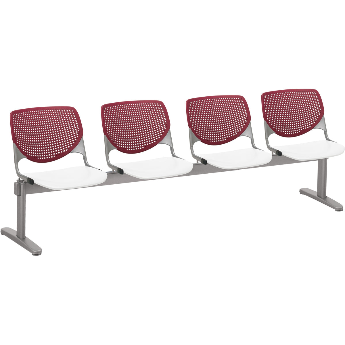 KFI Kool 4 Seat Beam Chair - White Seat Color - Polypropylene Seat Material - Burgundy Back Color - 1 Each