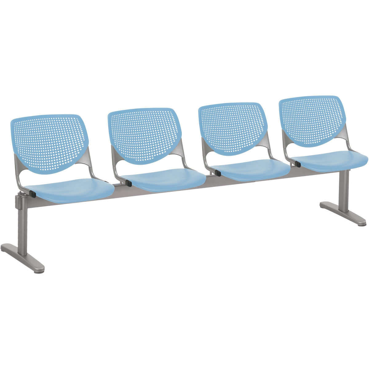 KFI Kool 4 Seat Beam Chair - Sky Blue Seat Color - Polypropylene Seat Material - Sky Blue Back Color - 1 Each