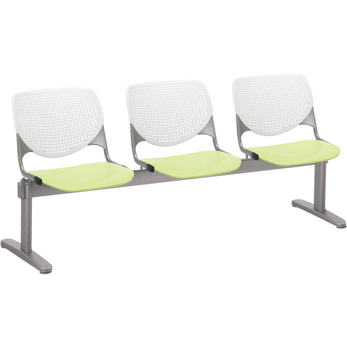 KFI Kool 3 Seat Beam Chair - Lime Green Seat Color - Polypropylene Seat Material - White Back Color - 1 Each