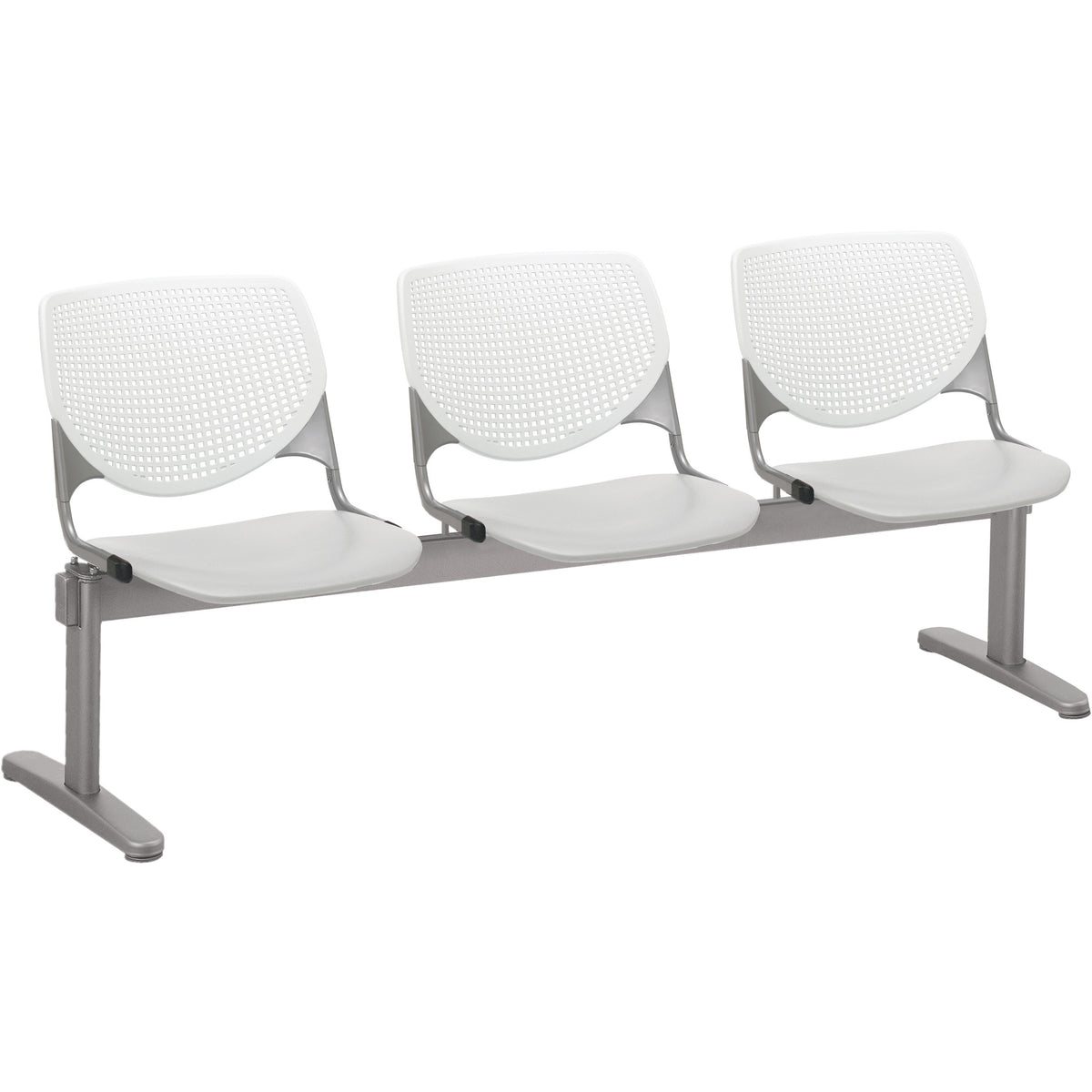 KFI Kool 3 Seat Beam Chair - Light Gray Seat Color - Polypropylene Seat Material - White Back Color - 1 Each