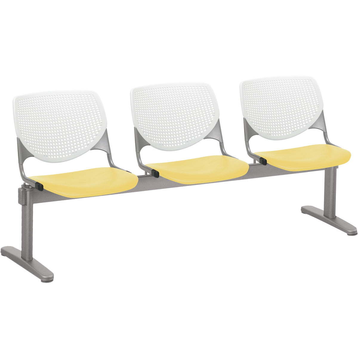 KFI Kool 3 Seat Beam Chair - Yellow Seat Color - Polypropylene Seat Material - White Back Color - Polypropylene, Aluminu