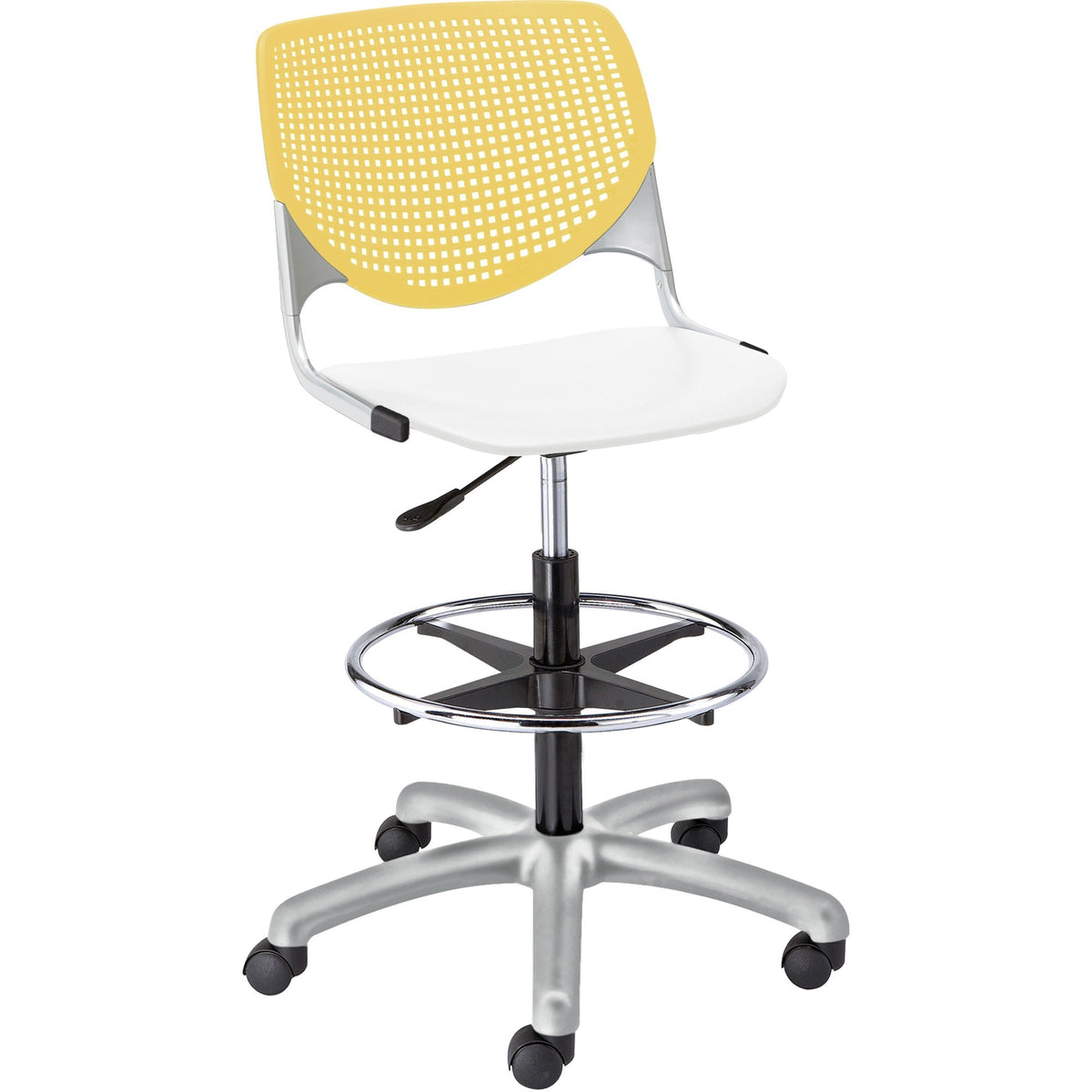 KFI Kool Stool With Perforated Back - White Seat Color - Polypropylene Seat Material - Yellow Back Color - 1 Each
