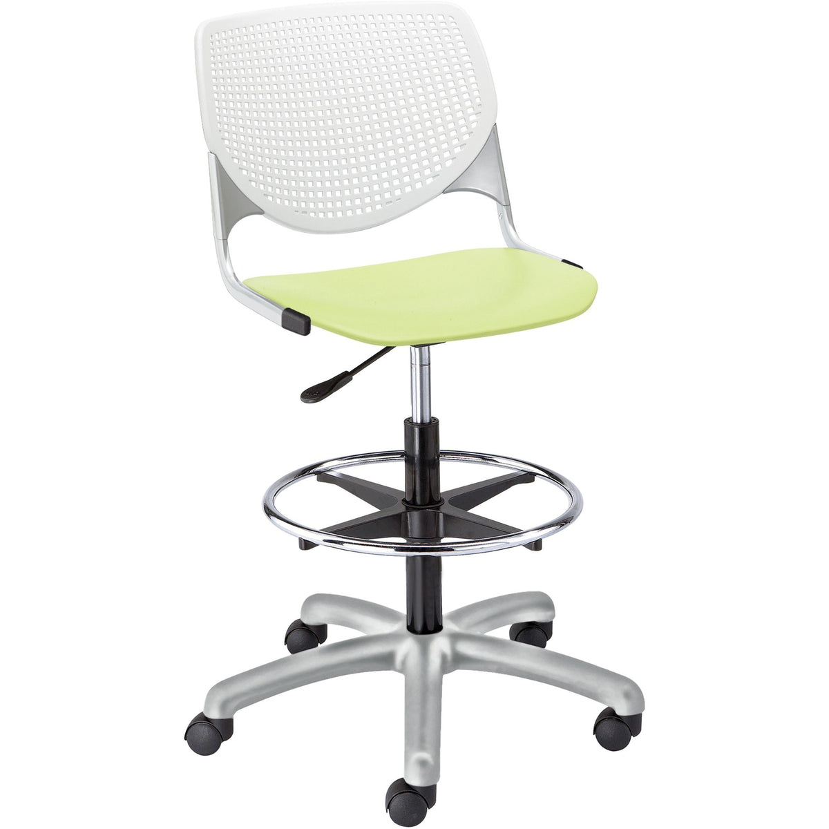 KFI Kool Stool With Perforated Back - Lime Green Seat Color - Polypropylene Seat Material - White Back Color - 1 Each