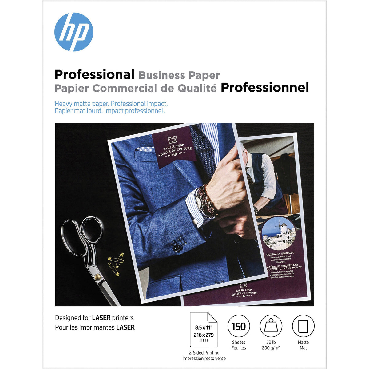 HP Laser Printer Professional Business Paper - Multi - Letter - 8 1/2" x 11" - 52 lb Basis Weight - 200 g/m² Grammage - 