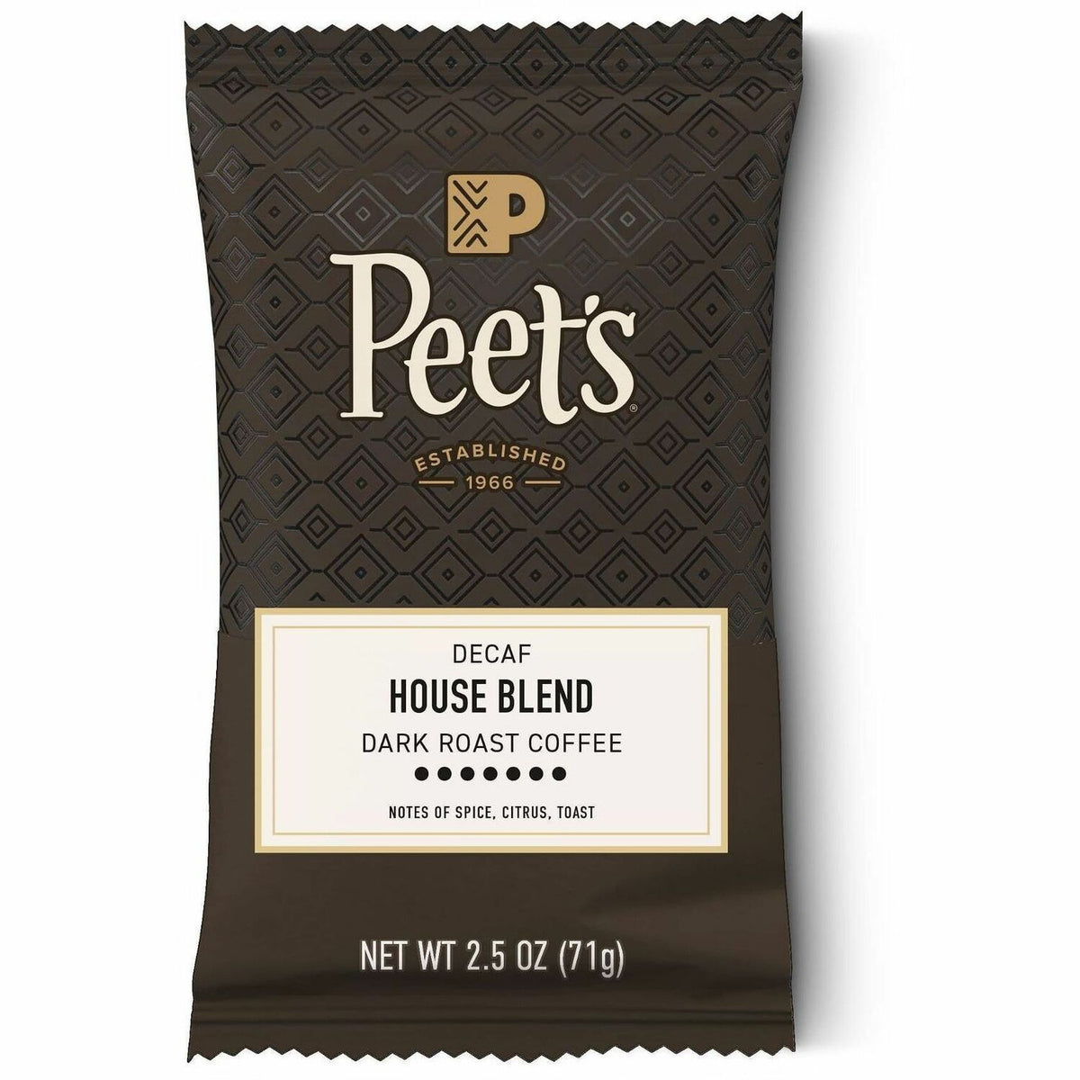 Peet's Decaf House Blend Coffee - 2.5 oz - House Blend - Decaffeinated - 18 / Box