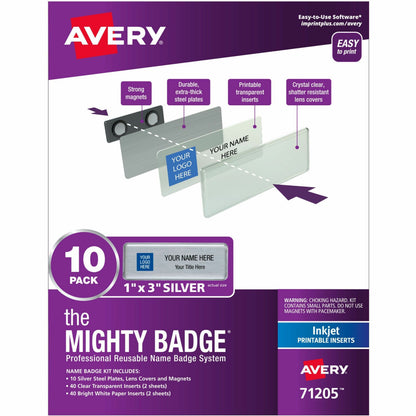 The Mighty Badge® by Avery® Reusable Magnetic Professional Name Badge Kits - 10 / Pack