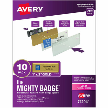 The Mighty Badge® by Avery® Reusable Magnetic Professional Name Badge Kits - 10 / Pack