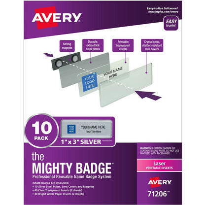 The Mighty Badge® by Avery® Reusable Magnetic Professional Name Badge Kits - 10 / Pack