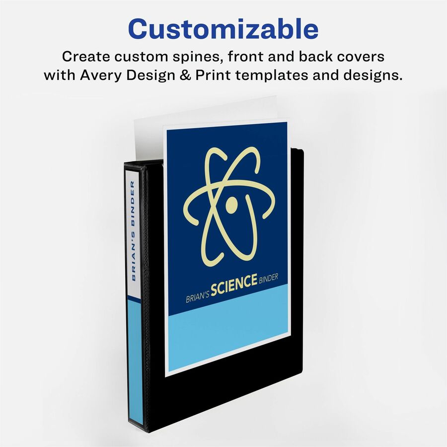 Avery® Durable View 3 Ring Binders, 1.5" Slant Rings, 4 White Binders (17576) - 1 1/2" Binder Capacity - Letter - 8 1/2"