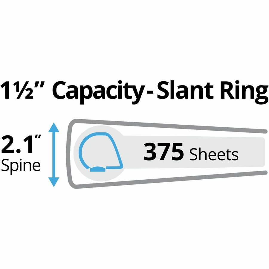 Avery® Durable View 3 Ring Binders, 1.5" Slant Rings, 4 White Binders (17576) - 1 1/2" Binder Capacity - Letter - 8 1/2"