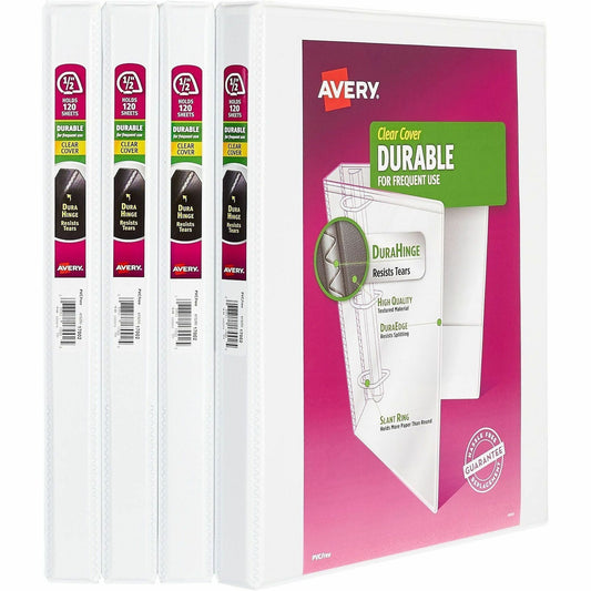 Avery® Durable View 3 Ring Binders - 1/2" Binder Capacity - Letter - 8 1/2" x 11" Sheet Size - 135 Sheet Capacity - 3 Ri