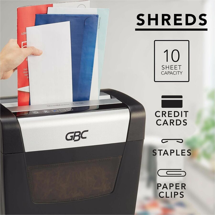GBC ShredMaster PX10-06 Super Cross-Cut Paper Shredder - Non-continuous Shredder - Super Cross Cut - 10 Per Pass - for s