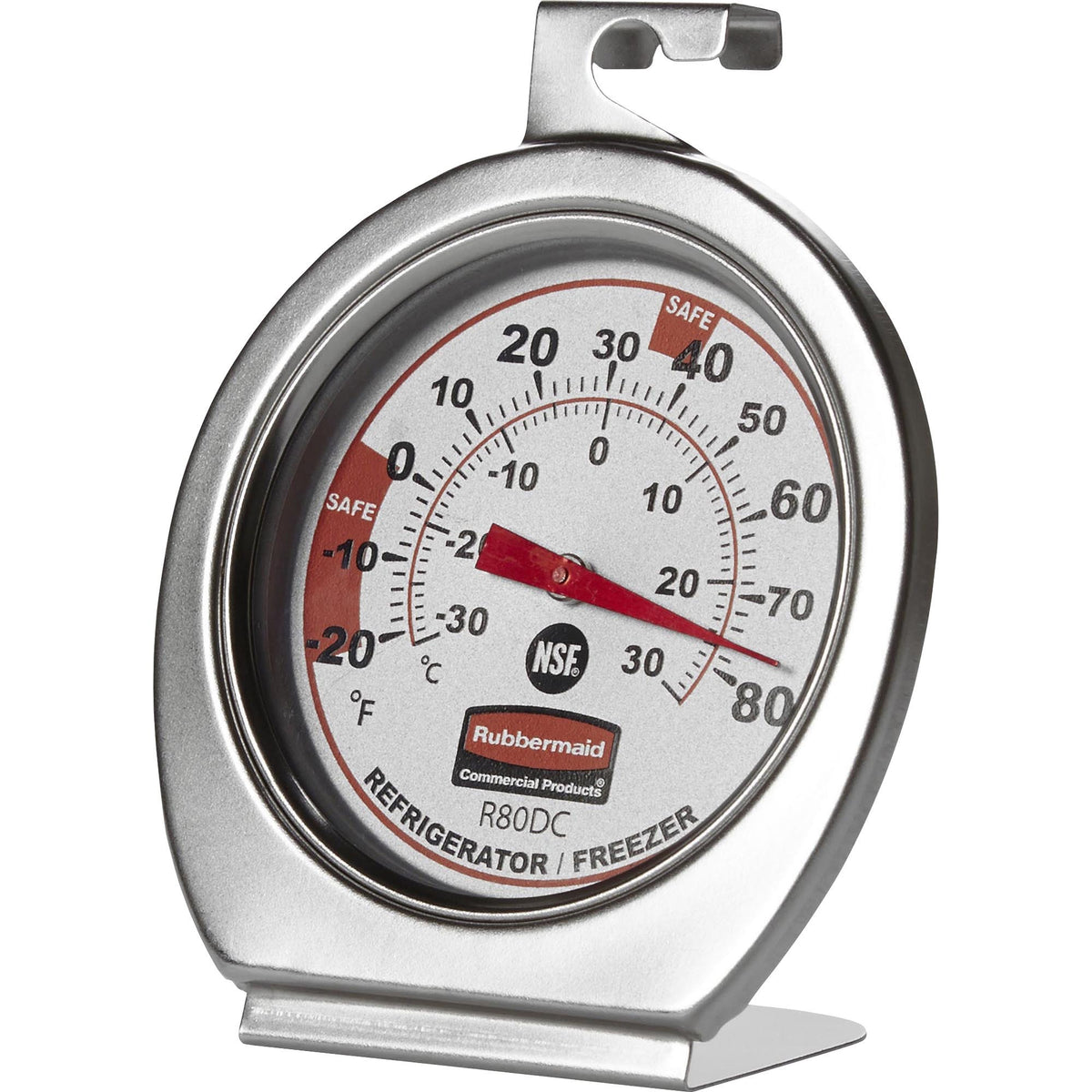 Rubbermaid Commercial Refrigerator/Freezer Thermometer - Large Display, Shatter Proof Lens, Dual Dial - For Refrigerator