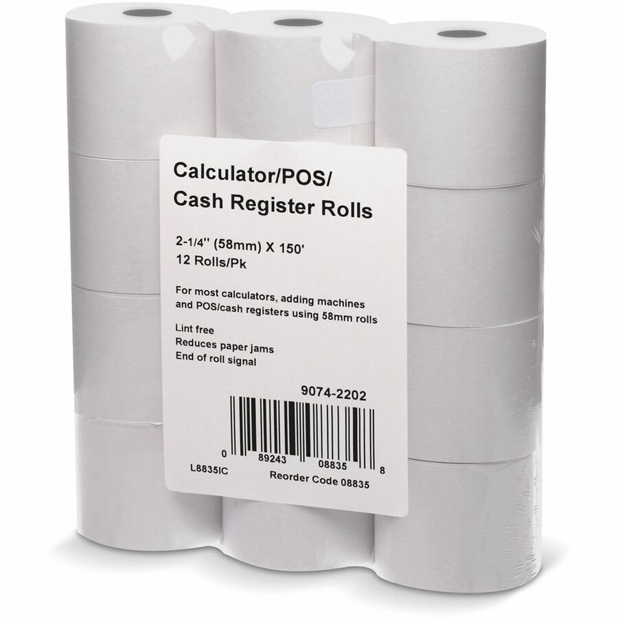ICONEX 2-1/4"x150' Blended Bond Paper Roll - 2 1/4" x 150 ft - White - 1 Pack