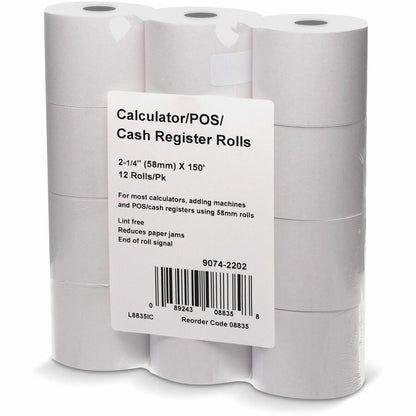 ICONEX 2-1/4"x150' Blended Bond Paper Roll - 2 1/4" x 150 ft - White - 1 Pack