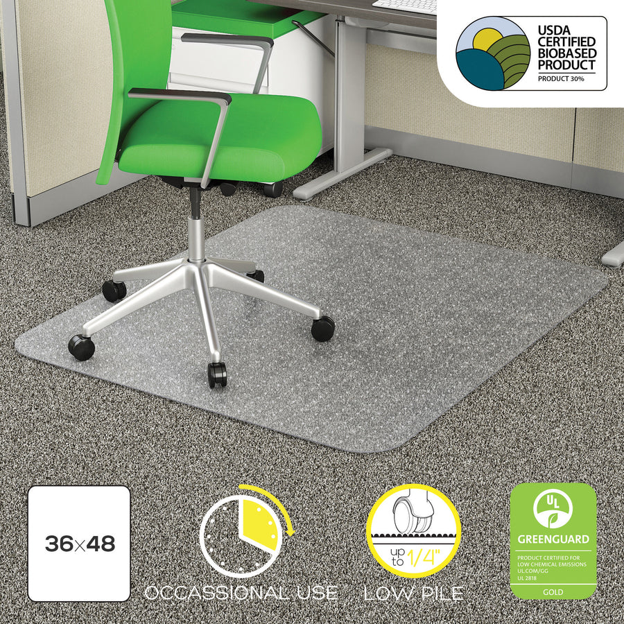 Deflecto EconoMat Chair Mat - Commercial, Carpet - 48" Length x 36" Width x 0.100" Thickness - Rectangular - Clear - 1 E