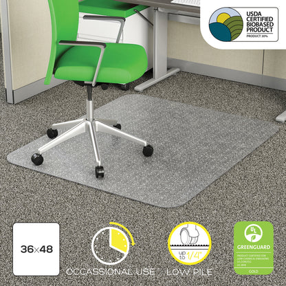 Deflecto EconoMat Chair Mat - Commercial, Carpet - 48" Length x 36" Width x 0.100" Thickness - Rectangular - Clear - 1 E