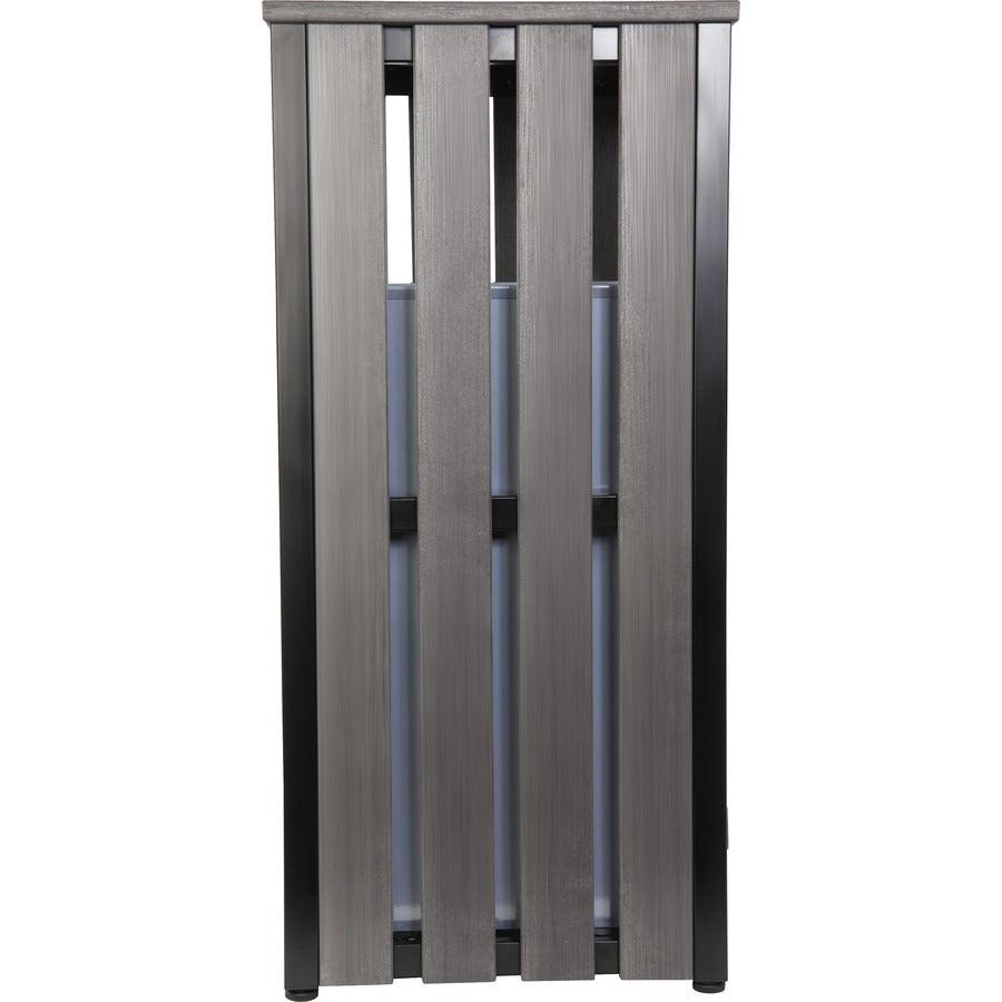 Lorell Faux Wood Outdoor Waste Bin - Rectangular - Weather Resistant - 33.6" Height - Polystyrene - Weathered Charcoal -