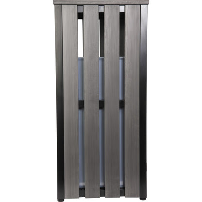 Lorell Faux Wood Outdoor Waste Bin - Rectangular - Weather Resistant - 33.6" Height - Polystyrene - Weathered Charcoal -