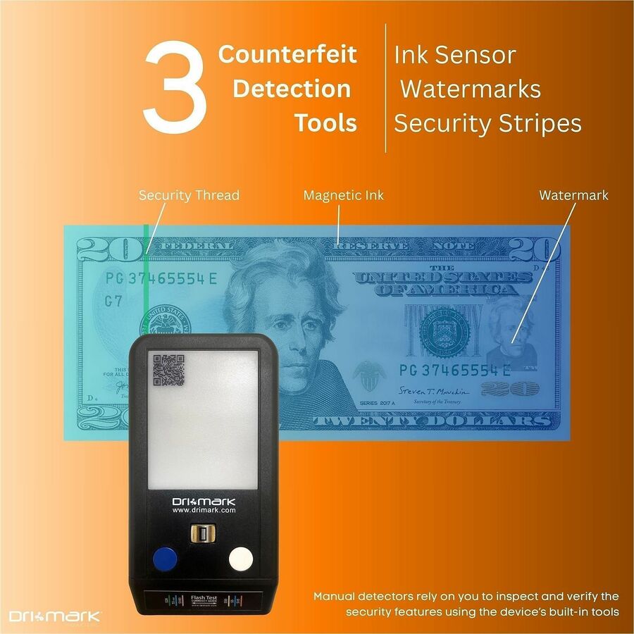 Dri Mark Flash Test Counterfeit Detector - Ultraviolet, Watermark, Ink - 1 Second - Black - 1 Each