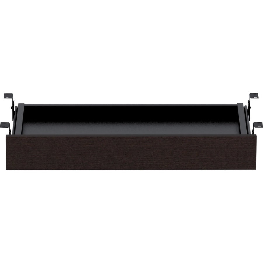 Lorell Universal Center Drawer - 5.1" Height x 16.7" Width x 28.4" Length - Finish: Espresso - Durable, Adjustable Drawe