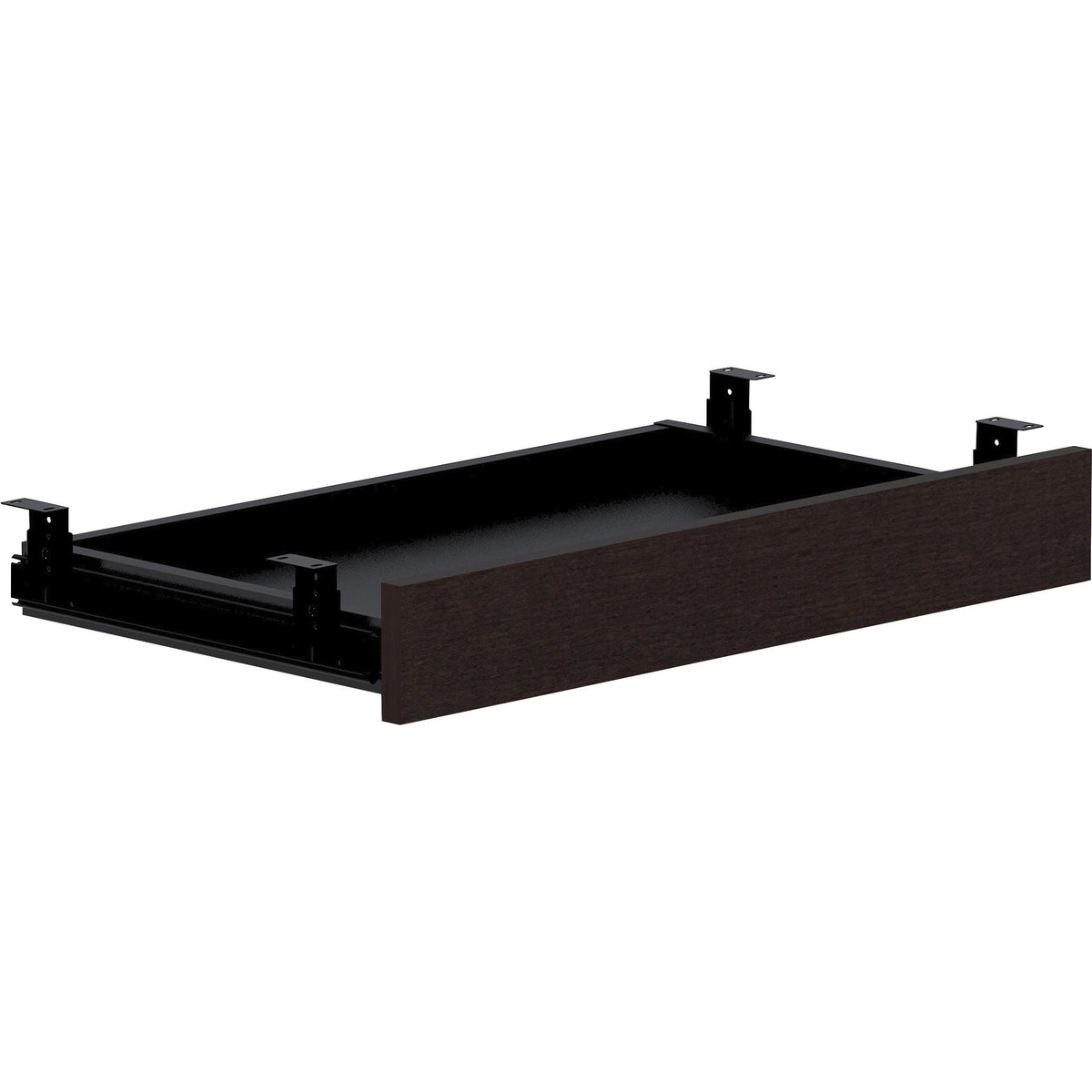 Lorell Universal Center Drawer - 5.1" Height x 16.7" Width x 28.4" Length - Finish: Espresso - Durable, Adjustable Drawe