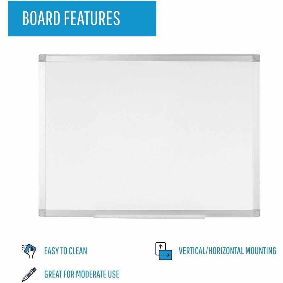 MasterVision Ayda Melamine Dry Erase Board - 18" (1.5 ft) Width x 24" (2 ft) Height - Melamine Surface - Rectangle - Hor