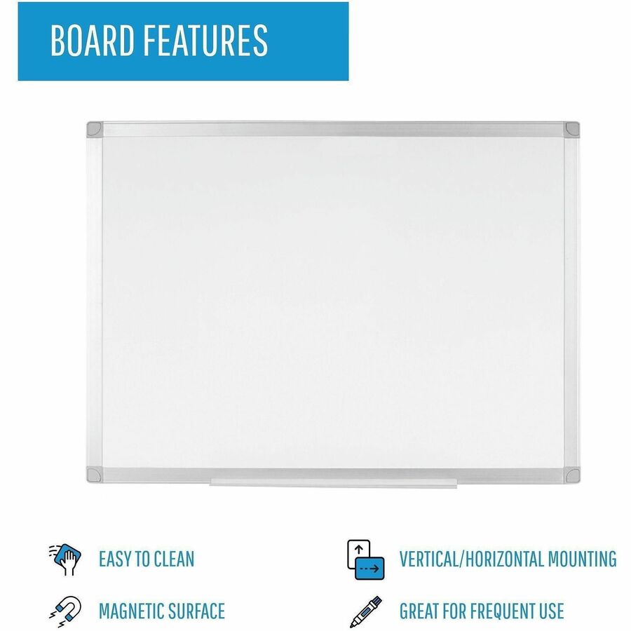 MasterVision Ayda Steel Dry Erase Board - 24" (2 ft) Width x 18" (1.5 ft) Height - White Steel Surface - Aluminum Frame 