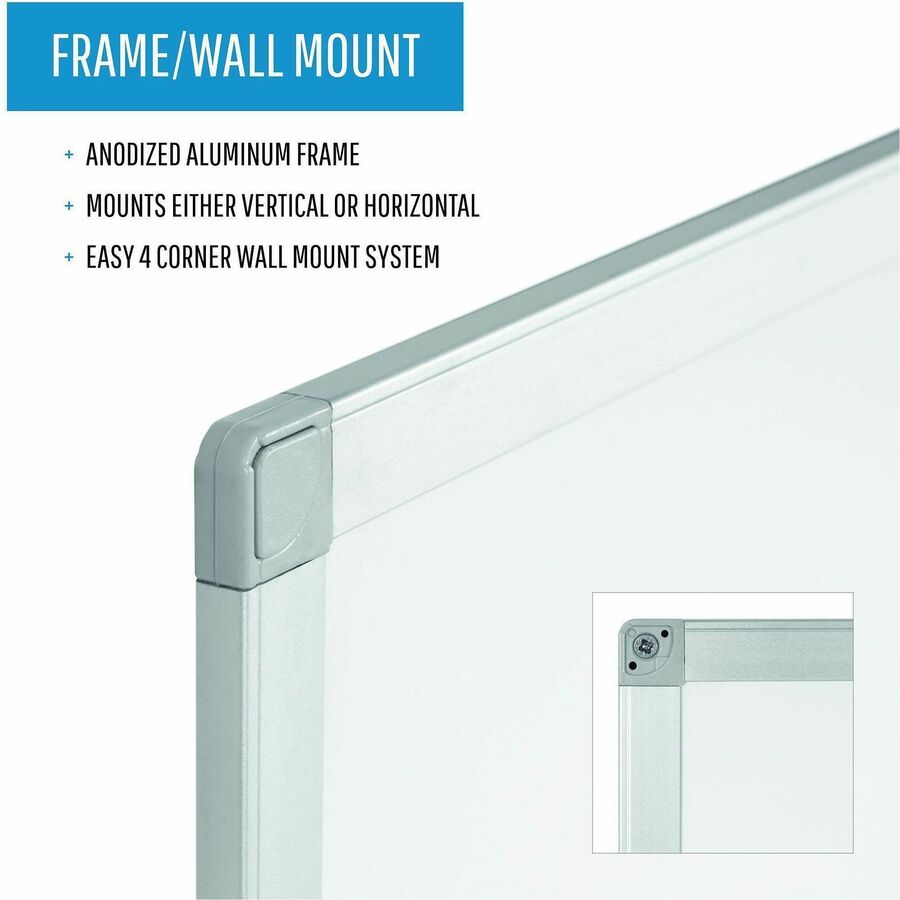 MasterVision Ayda Steel Dry Erase Board - 48" (4 ft) Width x 36" (3 ft) Height - White Steel Surface - Aluminum Frame - 