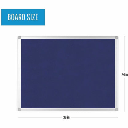 MasterVision Ayda Fabric 24"W Bulletin Board - Blue Fabric Surface - Tackable, Sleek Style, Robust - 0.5" Height x 24" W