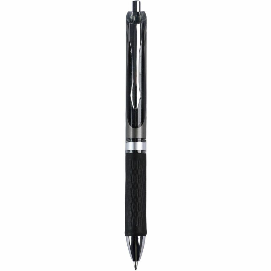 Integra Retractable Gel Ink Pen - 0.7 mm Medium Pen Point - Retractable - Black Ink - Gel-based - Black Barrel - Metal T