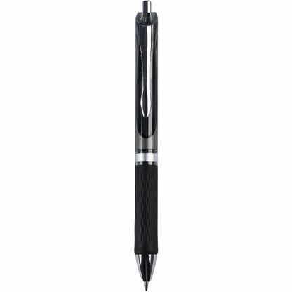 Integra Retractable Gel Ink Pen - 0.7 mm Medium Pen Point - Retractable - Black Ink - Gel-based - Black Barrel - Metal T