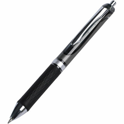 Integra Retractable Gel Ink Pen - 0.7 mm Medium Pen Point - Retractable - Black Ink - Gel-based - Black Barrel - Metal T