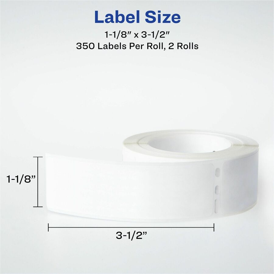Avery® Direct Thermal Roll Labels - 3 1/2" Height x 1 1/8" Width - Permanent Adhesive - Rectangle - Thermal - Bright Whi