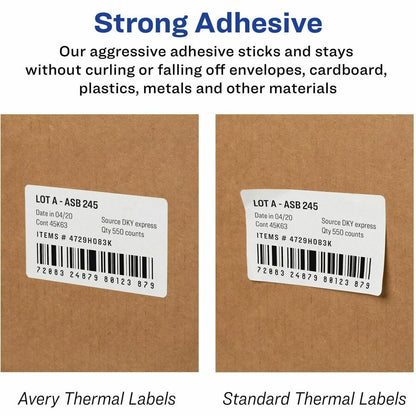 Avery® Direct Thermal Roll Labels - 3 1/2" Height x 1 1/8" Width - Permanent Adhesive - Rectangle - Thermal - Bright Whi