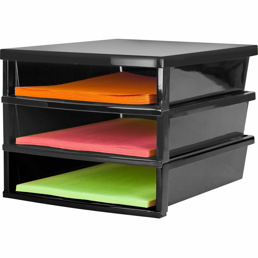 Storex Quick Stack Construction Paper Sorter - 500 x Sheet - 3 Compartment(s) - 8.40" Height x 11.25" Width x 13" Length