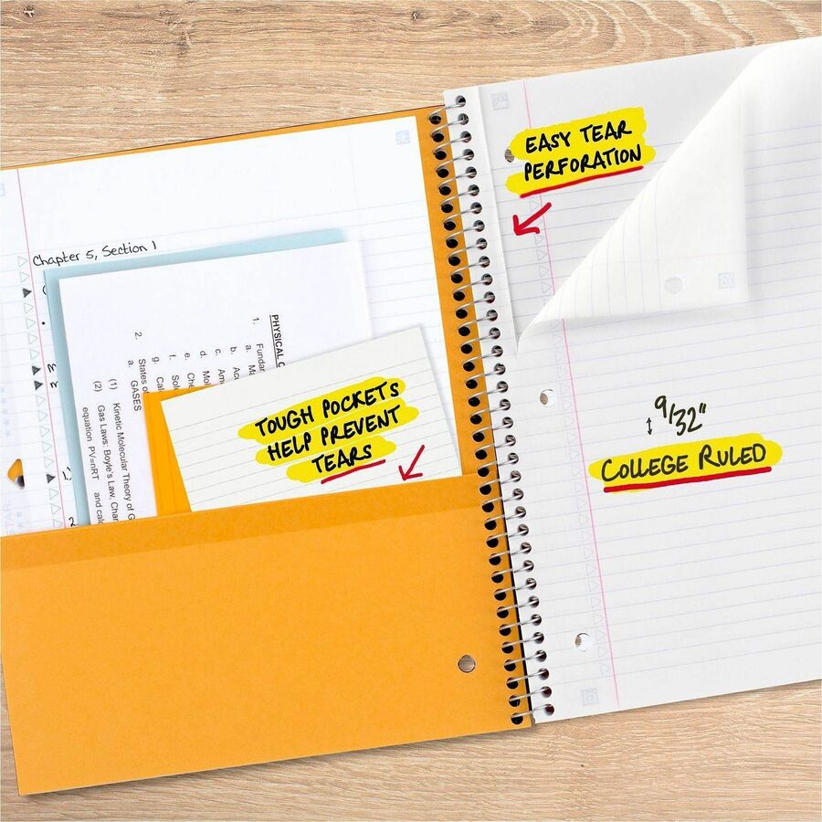 Mead Five Star Subject Spiral Notebook - 1 Subject(s) - 100 Sheets - Wire Bound - 3 Hole(s) - 11" x 8 1/2" Sheet Size - 