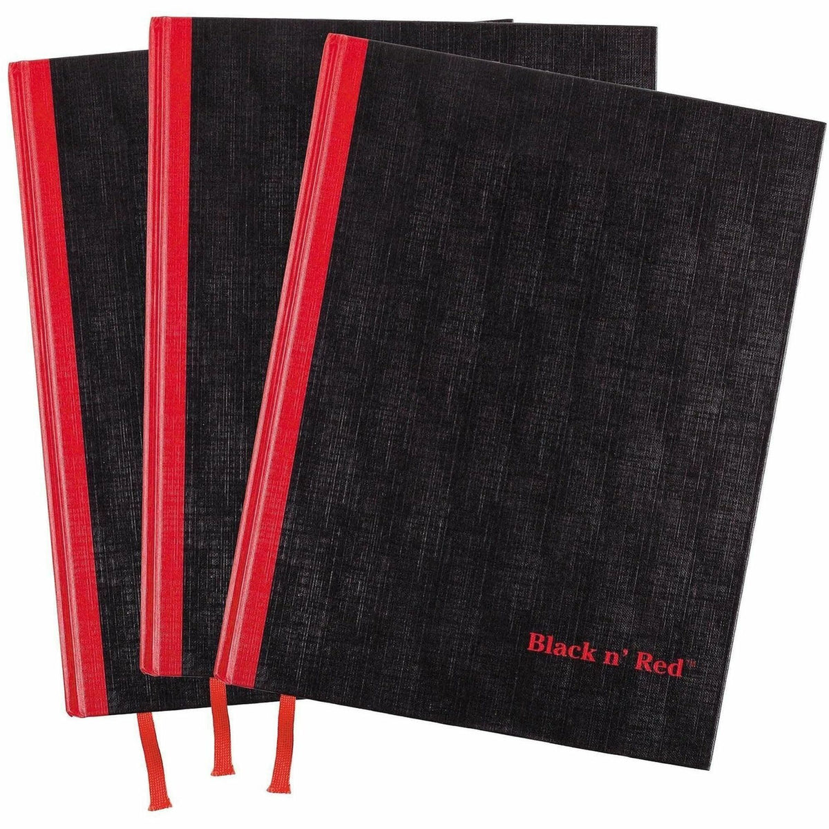 Black n' Red Casebound Hardcover Notebook 3-pack - Case Bound - 12" Height x 8.5" Width x 1.7" Length - Matte Cover - 3 