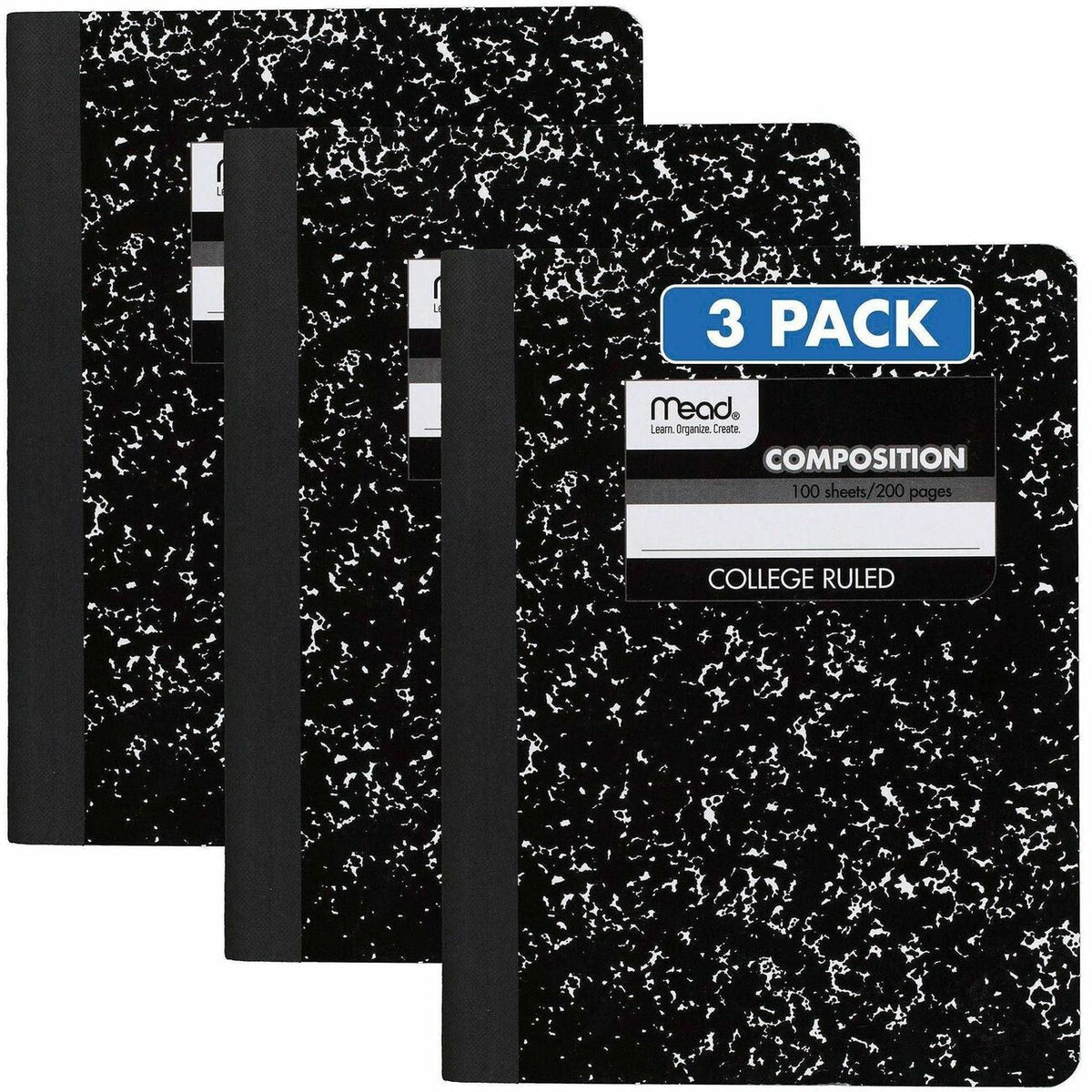 Mead College Ruled Comp Book - 100 Sheets - Sewn - 9 3/4" x 7 1/2" Sheet Size - 9" Height x 7" Width x 0.5" Length - Whi