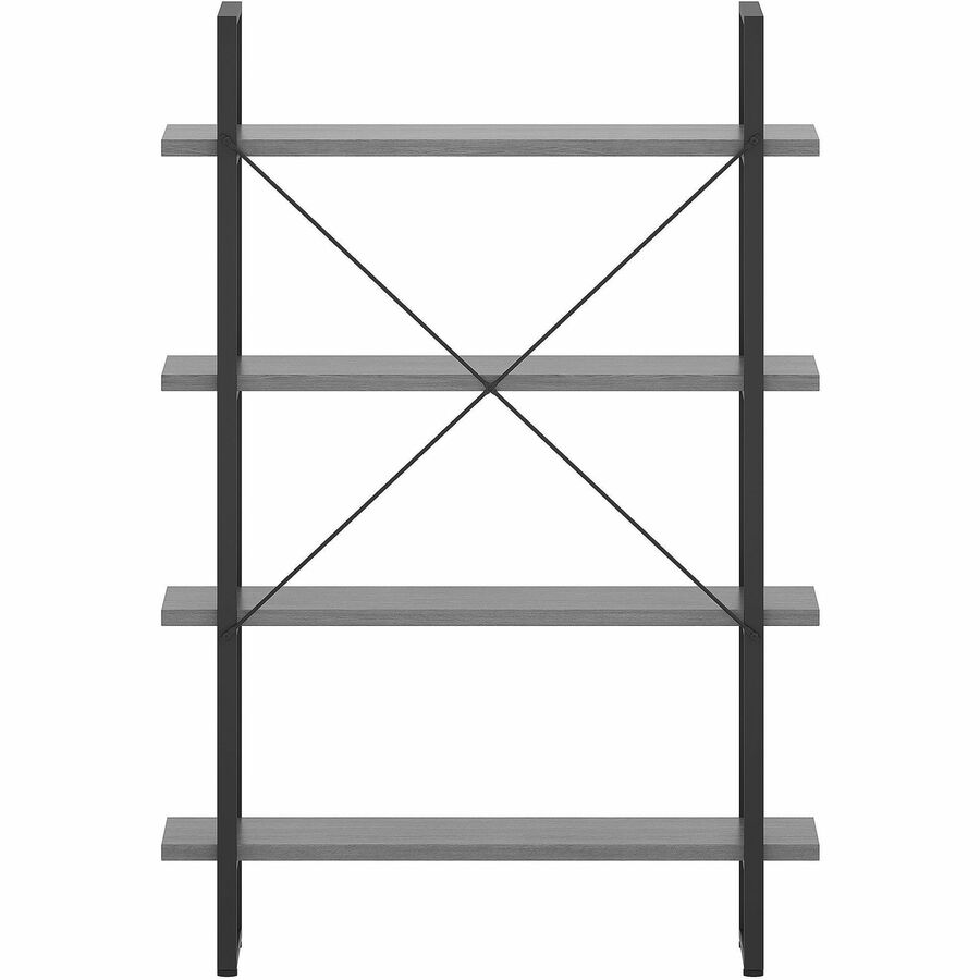Lorell SOHO Rustic Metal Frame Bookcase - 57.5" Height x 39.4" Width x 11.8" Depth - 4 Shelve(s) - Band Edge - Finish: C