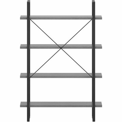 Lorell SOHO Rustic Metal Frame Bookcase - 57.5" Height x 39.4" Width x 11.8" Depth - 4 Shelve(s) - Band Edge - Finish: C