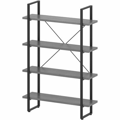 Lorell SOHO Rustic Metal Frame Bookcase - 57.5" Height x 39.4" Width x 11.8" Depth - 4 Shelve(s) - Band Edge - Finish: C