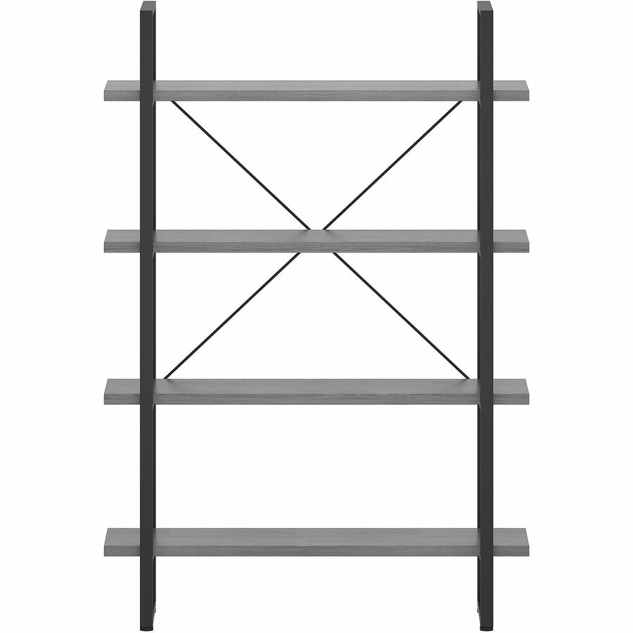 Lorell SOHO Rustic Metal Frame Bookcase - 57.5" Height x 39.4" Width x 11.8" Depth - 4 Shelve(s) - Band Edge - Finish: C