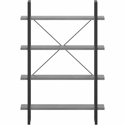 Lorell SOHO Rustic Metal Frame Bookcase - 57.5" Height x 39.4" Width x 11.8" Depth - 4 Shelve(s) - Band Edge - Finish: C