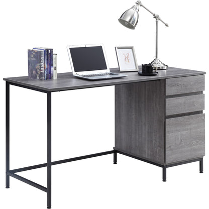 Lorell SOHO Desk with Side Drawers - 30" Height x 55" Width x 23.6" Depth - Total Drawer(s): 3 - Single Pedestal on Righ
