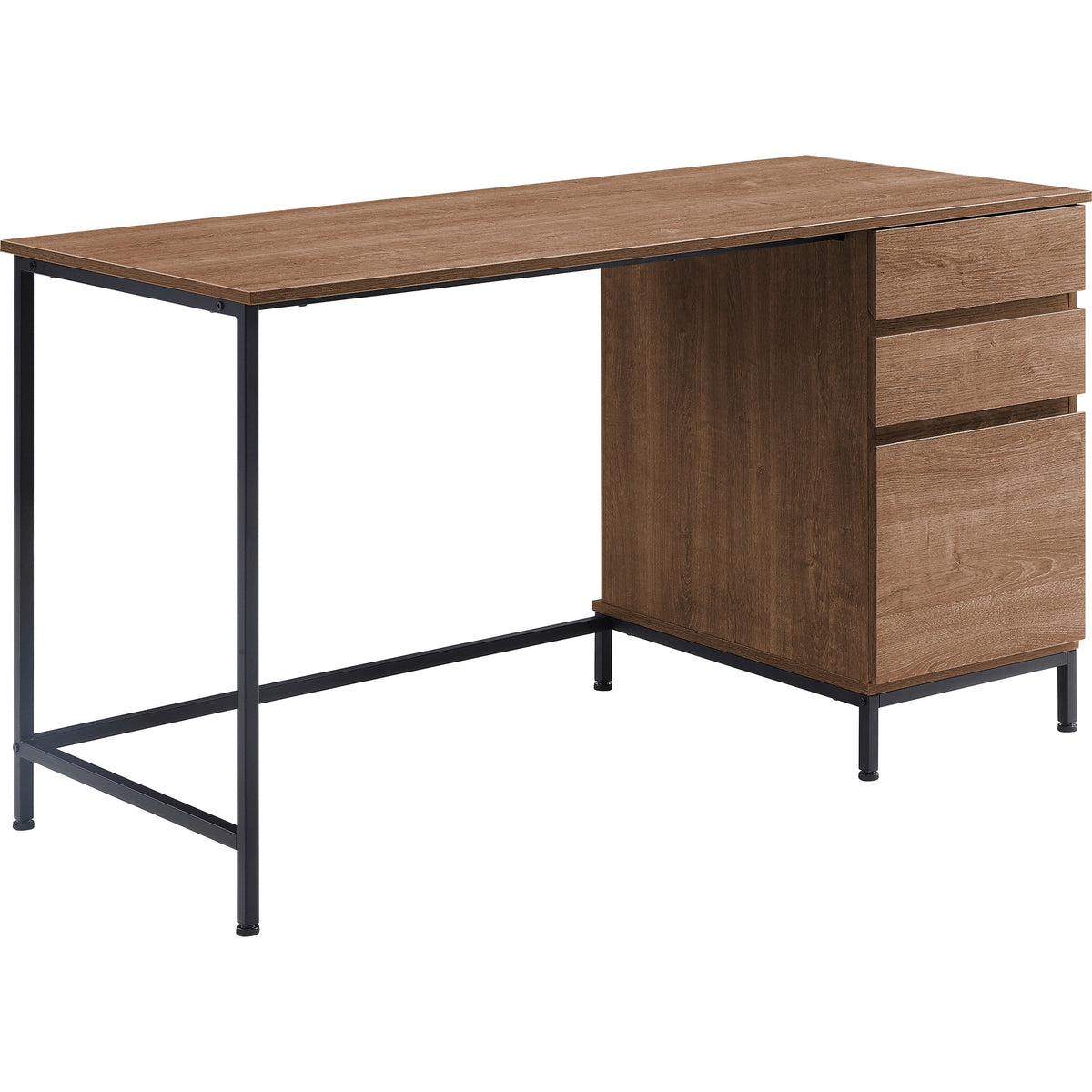 Lorell SOHO Desk with Side Drawers - 30" Height x 55" Width x 23.6" Depth - Total Drawer(s): 3 - Single Pedestal on Righ